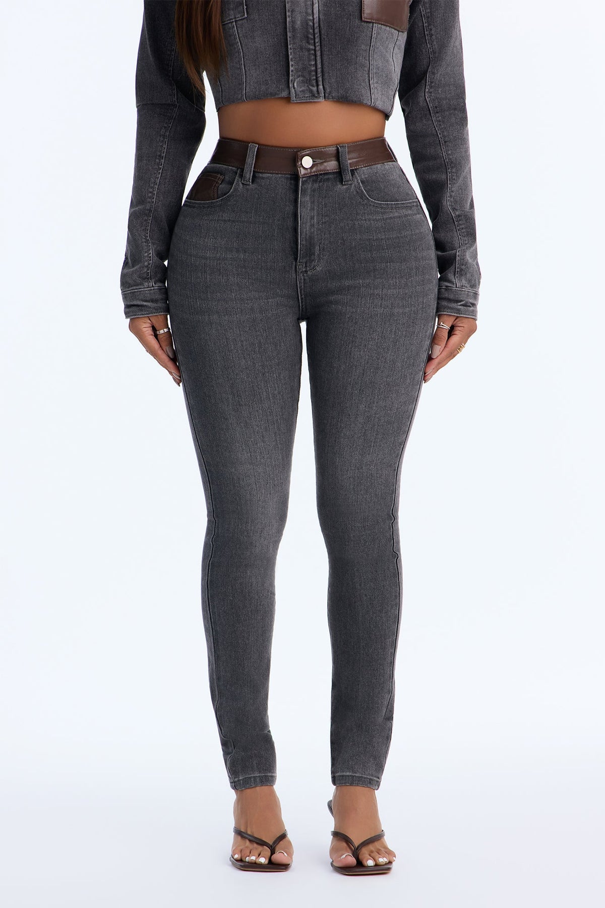 Power Stance High Rise Skinny Jeans - Grey