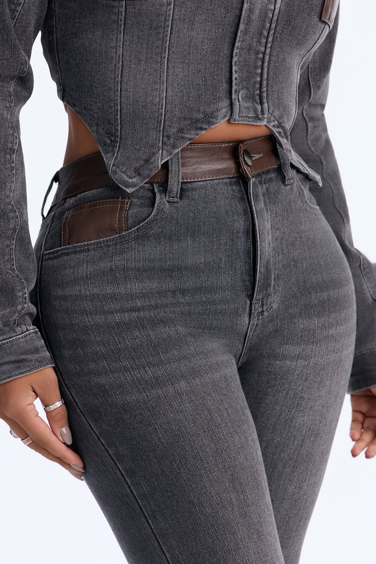 Power Stance High Rise Skinny Jeans - Grey