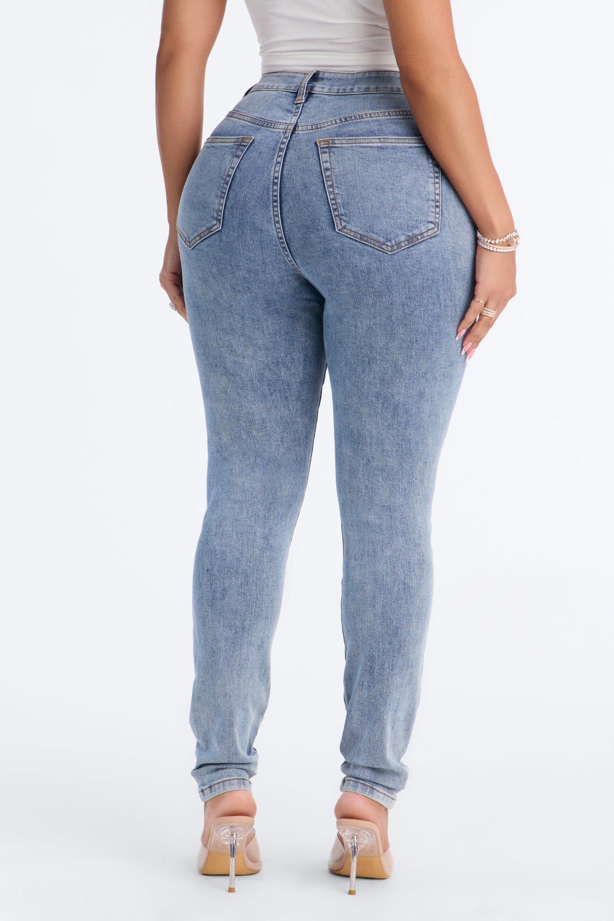 Cut it Out High Rise Stretch Skinny Jeans - Light Wash
