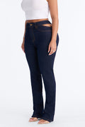 Roma Cut Out Straight Leg Cigarette Jeans - Dark Denim