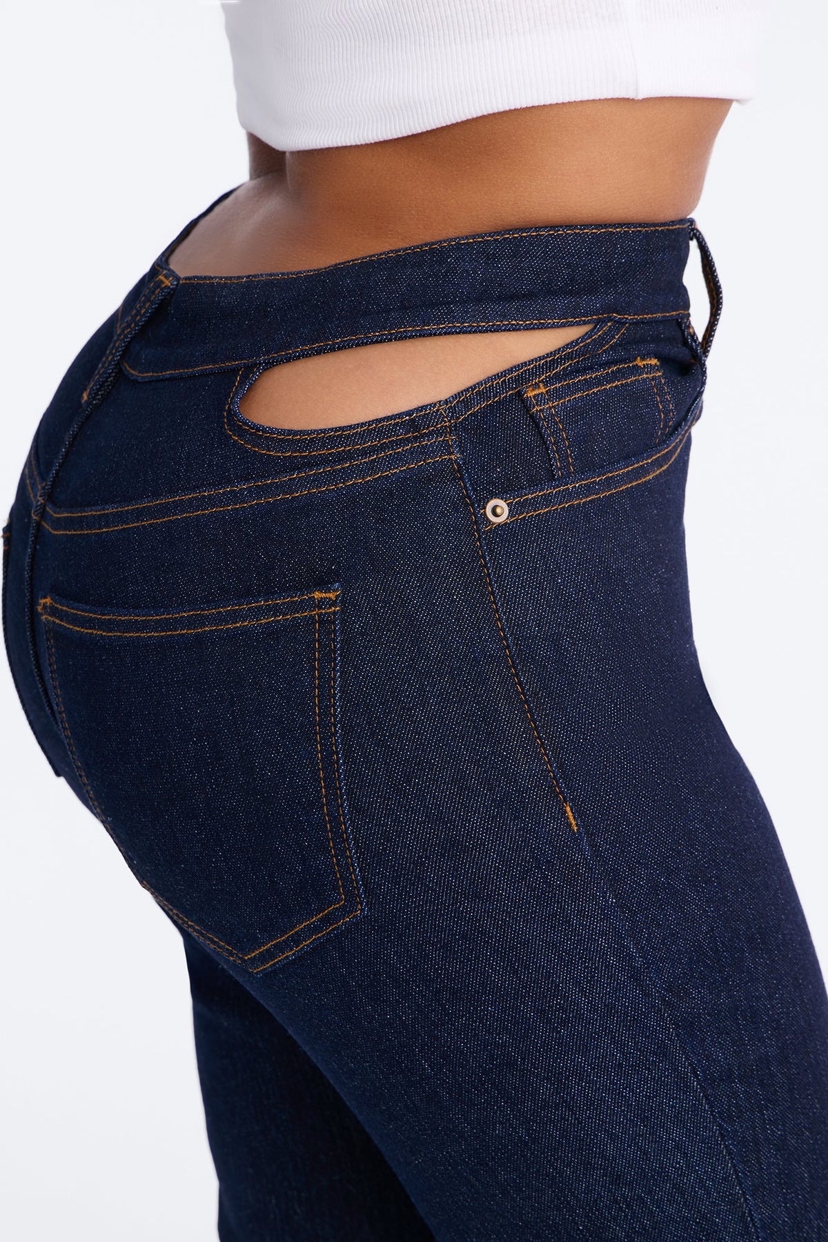 Roma Cut Out Straight Leg Cigarette Jeans - Dark Denim