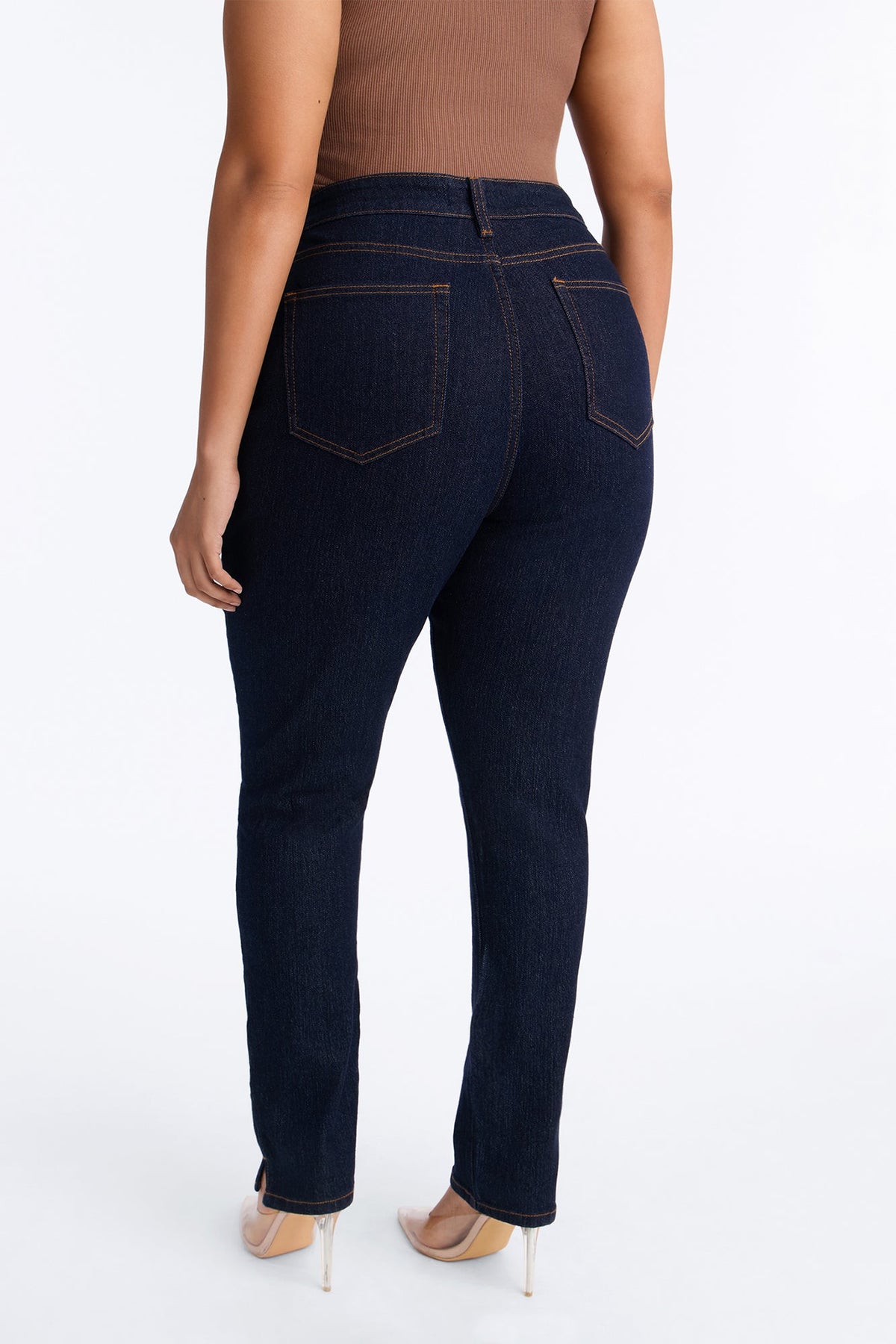 Good Intention Double Waistband High Rise Skinny Jeans - Dark Denim
