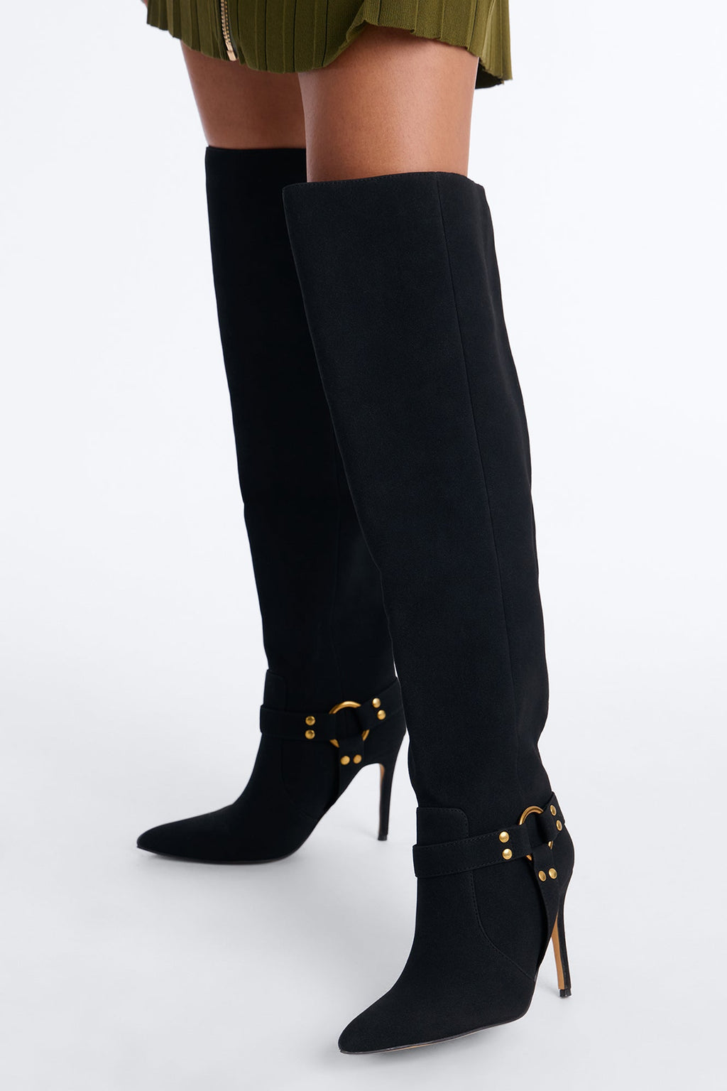 Read the Room Knee High Heeled Boots - Black