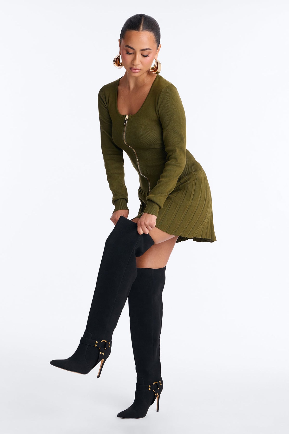 Read the Room Knee High Heeled Boots - Black