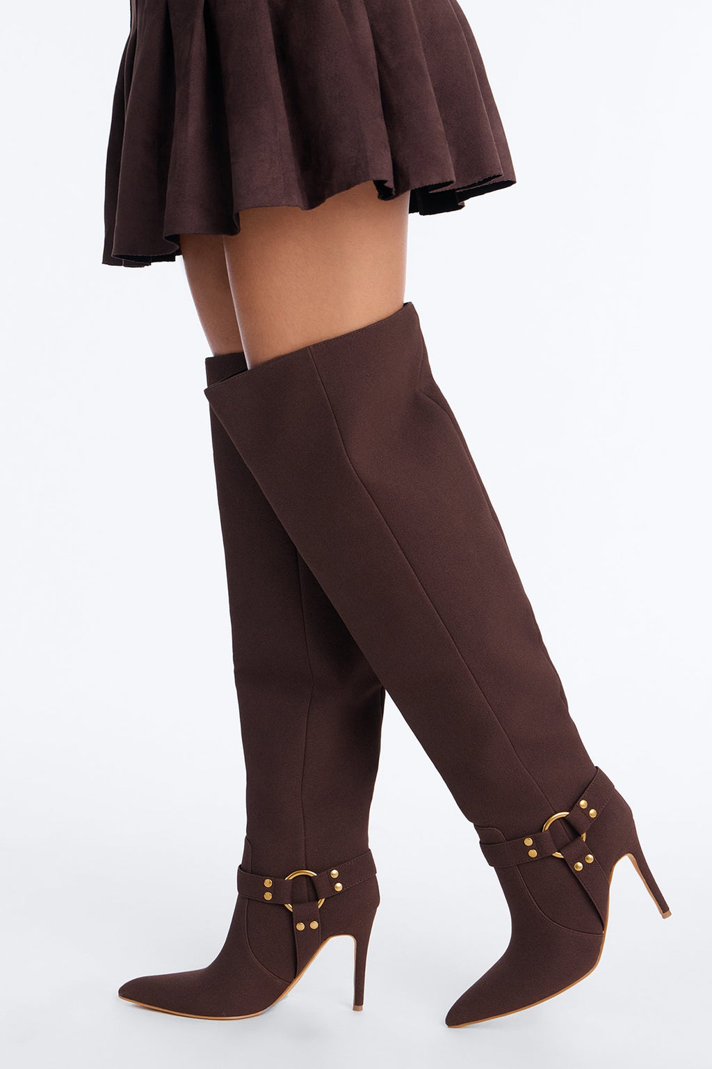 Read the Room Knee High Heeled Boots - Brown