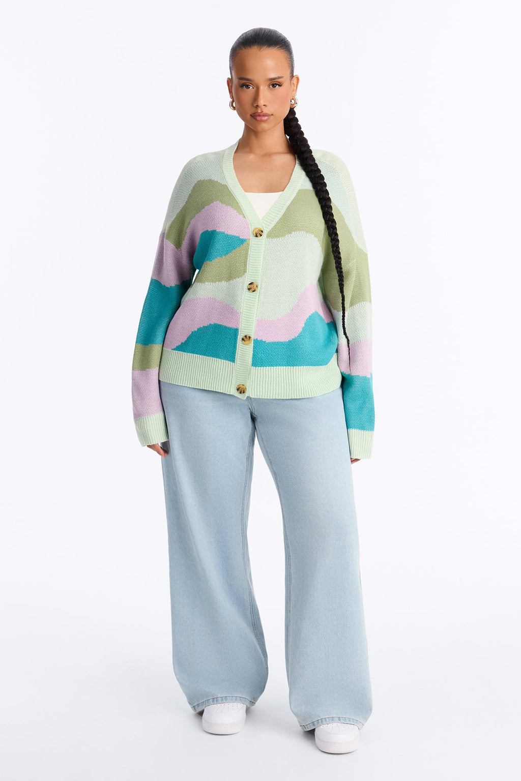 Electric Sky Abstract Cardigan - Green/combo