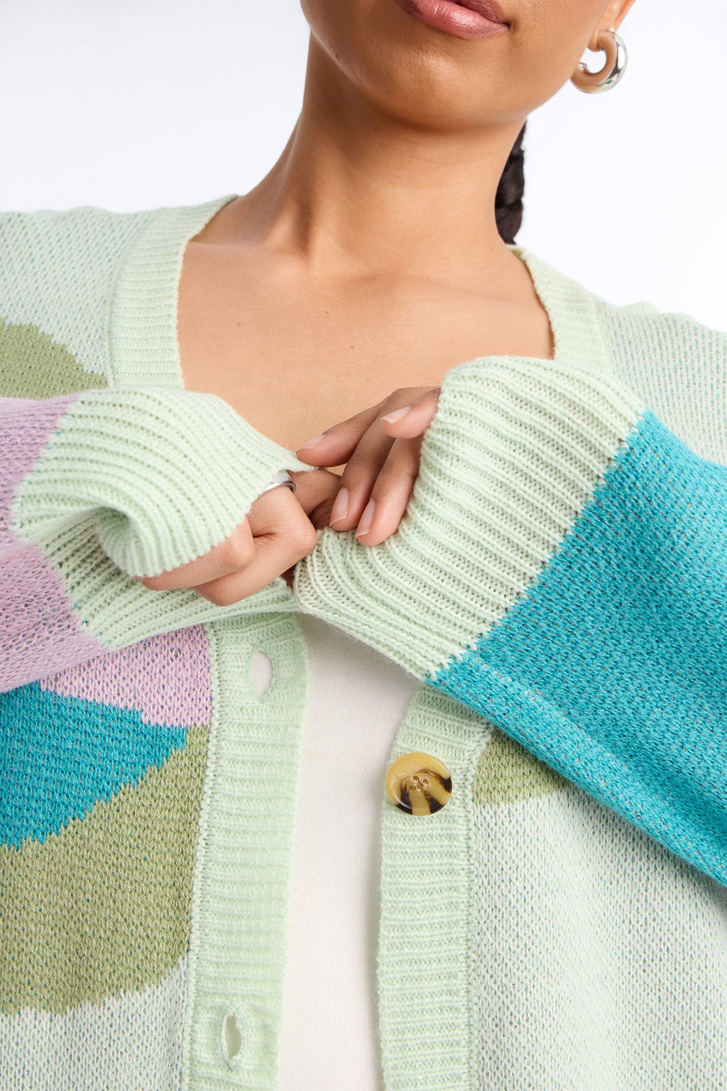 Electric Sky Abstract Cardigan - Green/combo