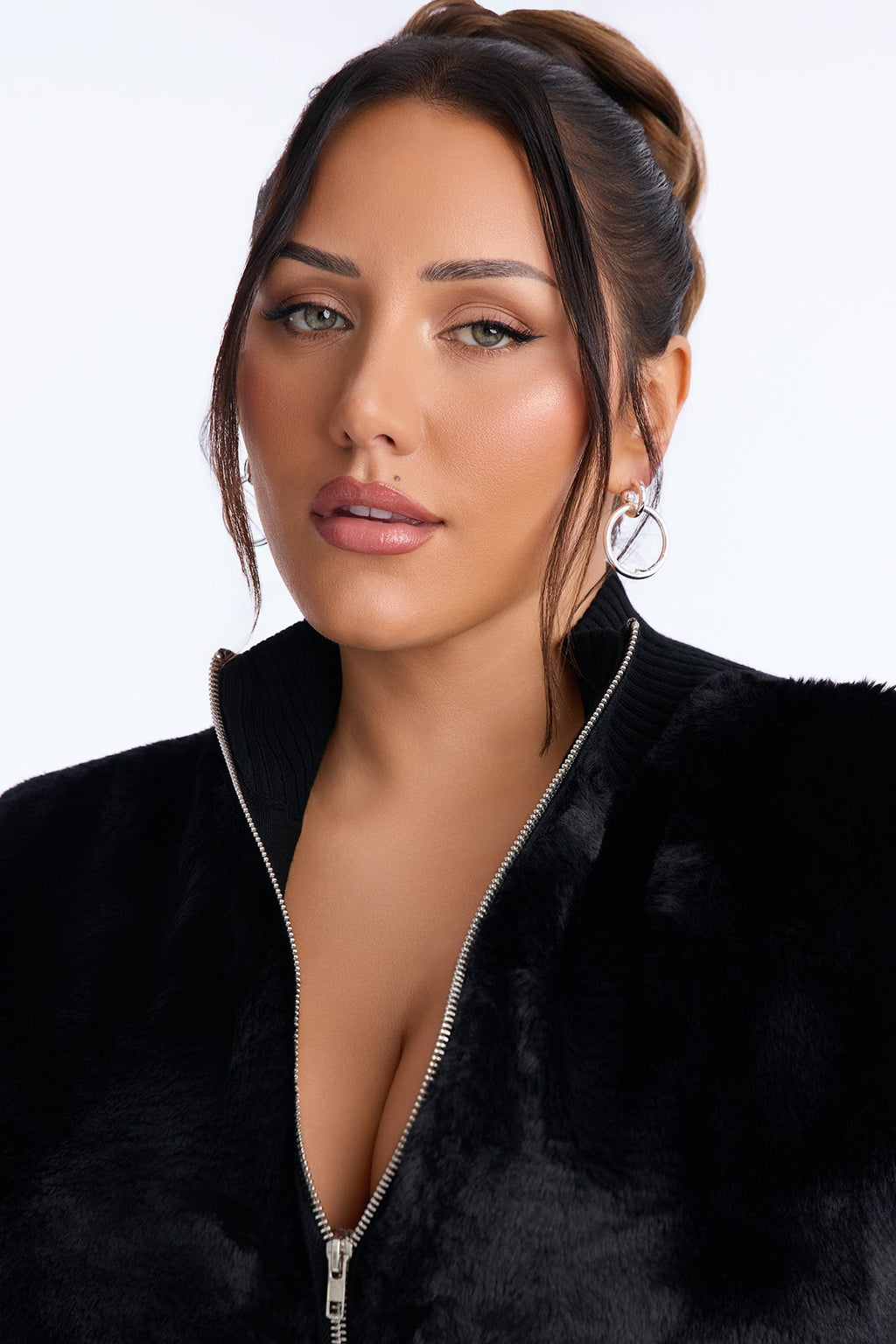 Melting Hearts Faux Fur Cardigan - Black