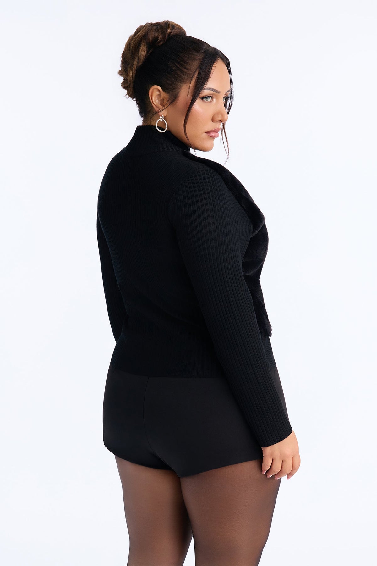 Melting Hearts Faux Fur Cardigan - Black