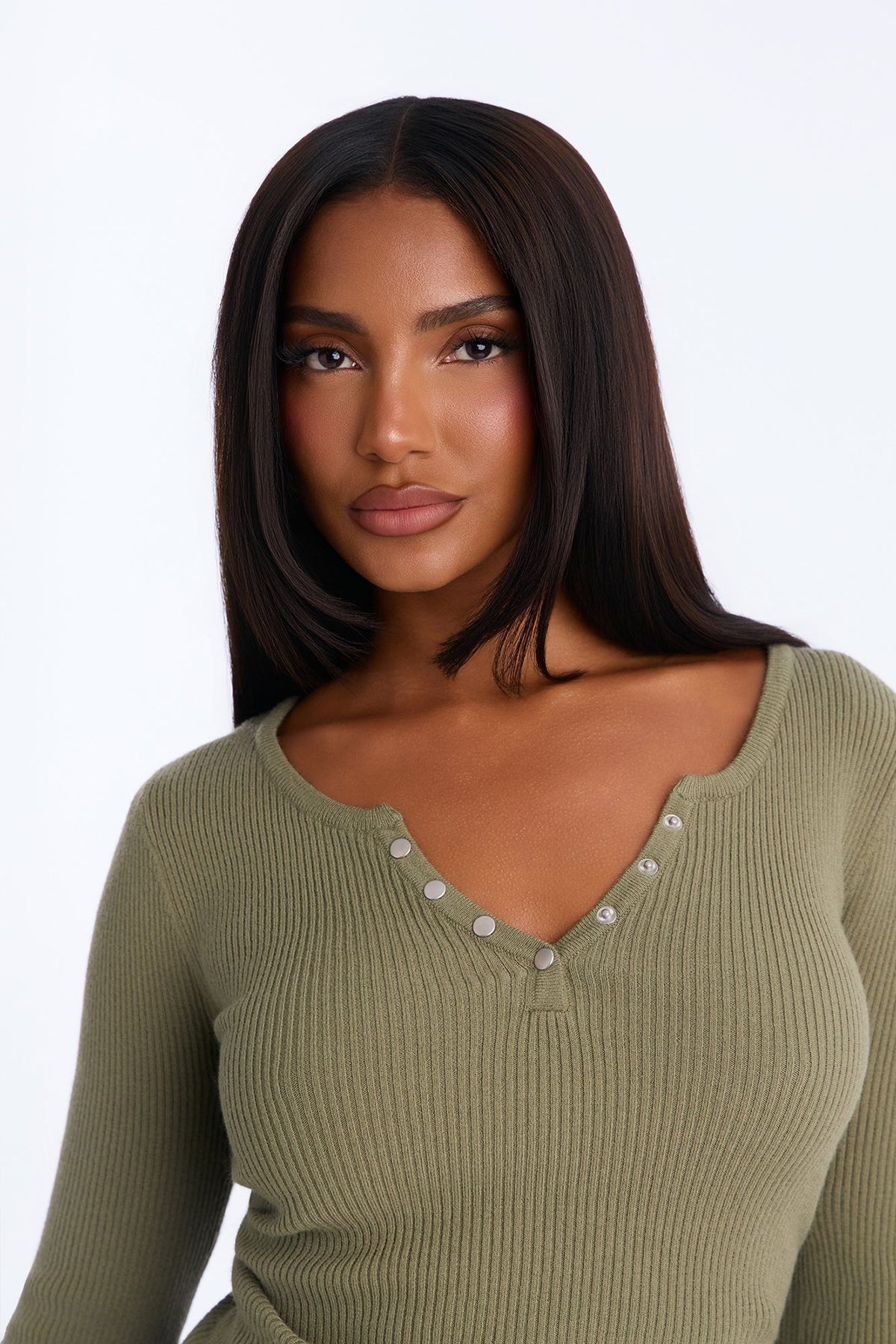 Laurita Henley Sweater Top - Green