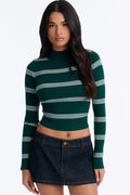 Kelsa Striped Sweater Top - Green/combo
