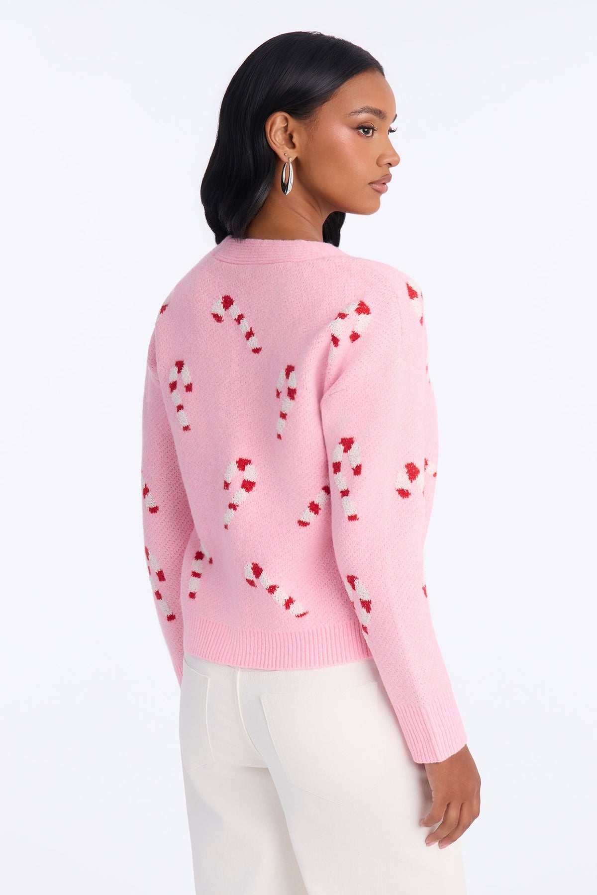 Feeling Festive Candy Cane Cardigan - Pink/combo
