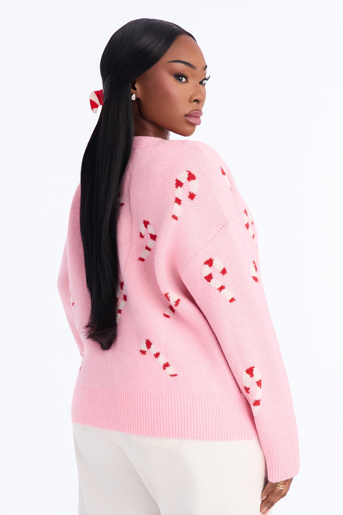 Feeling Festive Candy Cane Cardigan - Pink/combo