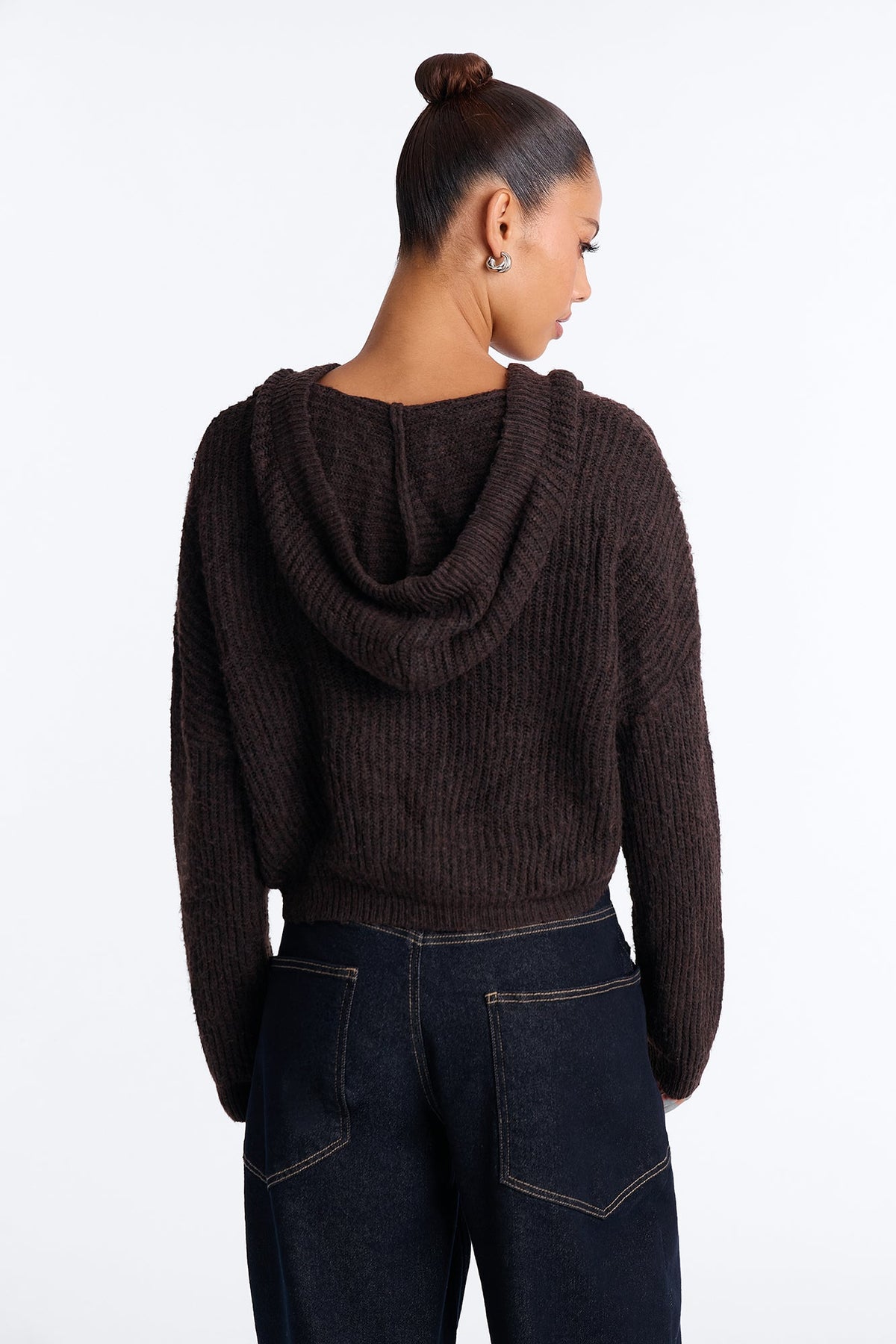 Carly Cable Knit Cardigan Sweater - Chocolate