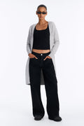 Natalie Cable Knit Long Sleeve Cardigan - HeatherGrey