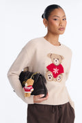 Holiday Teddy Buddy Key Chain Sweater Set - Oatmeal/combo