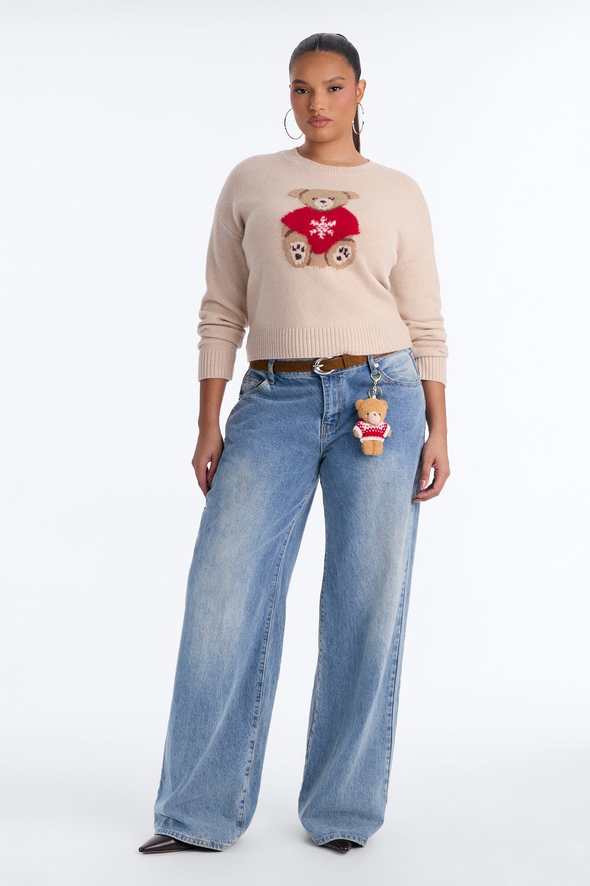 Holiday Teddy Buddy Key Chain Sweater Set - Oatmeal/combo