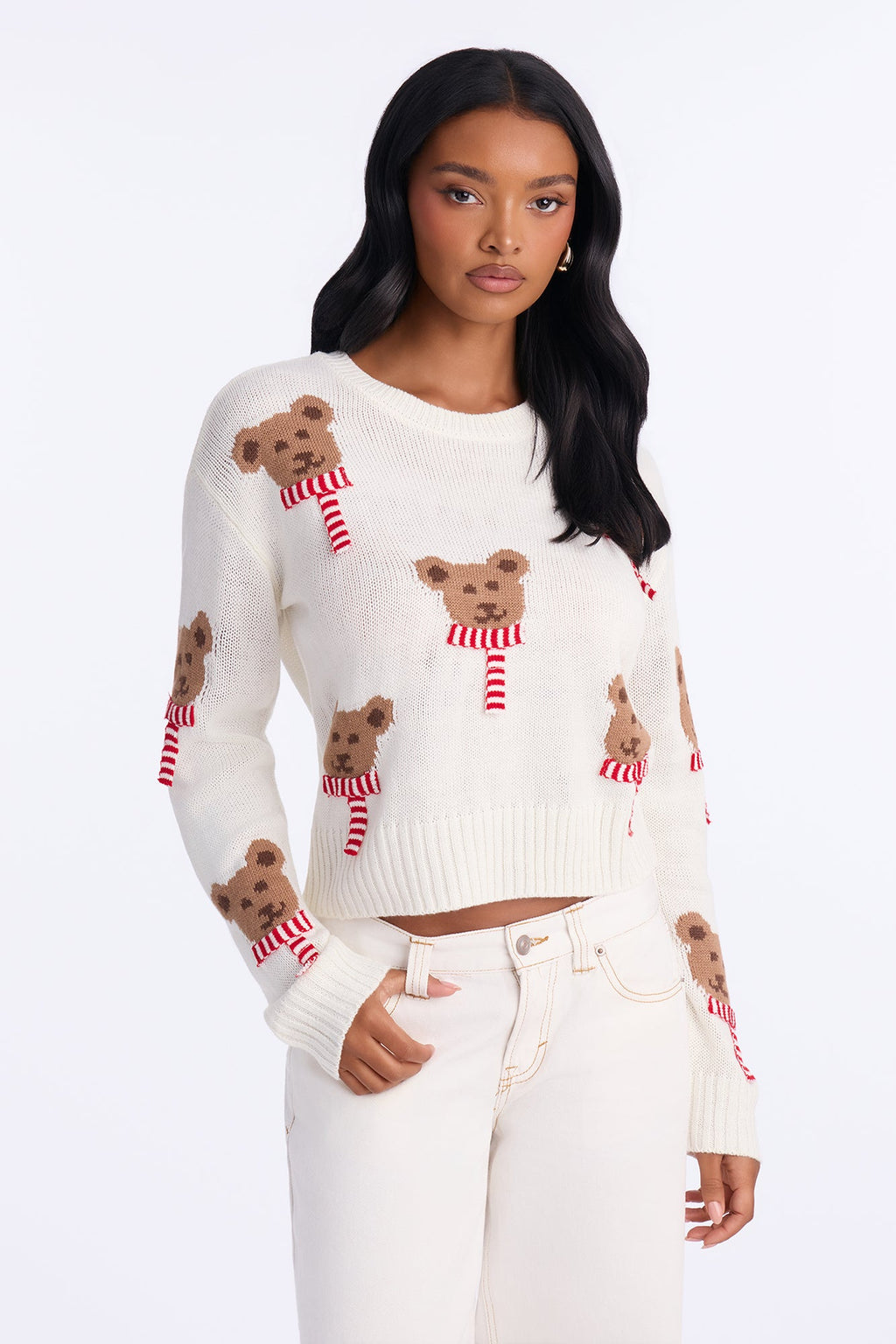 Holiday Teddy Pullover Sweater - Ivory/combo