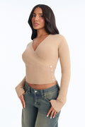 Carrina Long Sleeve Button Cardigan - Camel