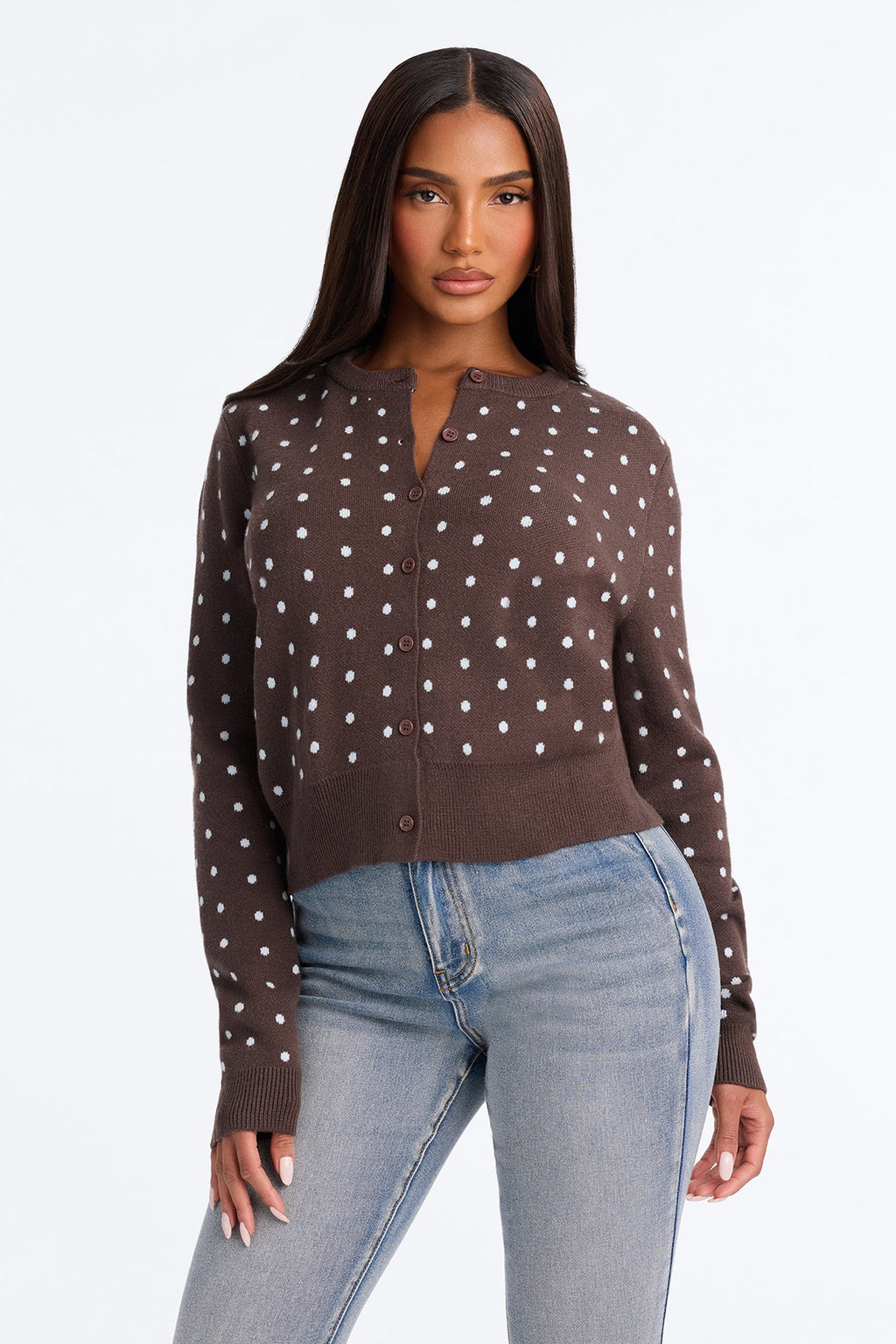 Brunch Dates Polka Dot Cardigan - Brown/combo