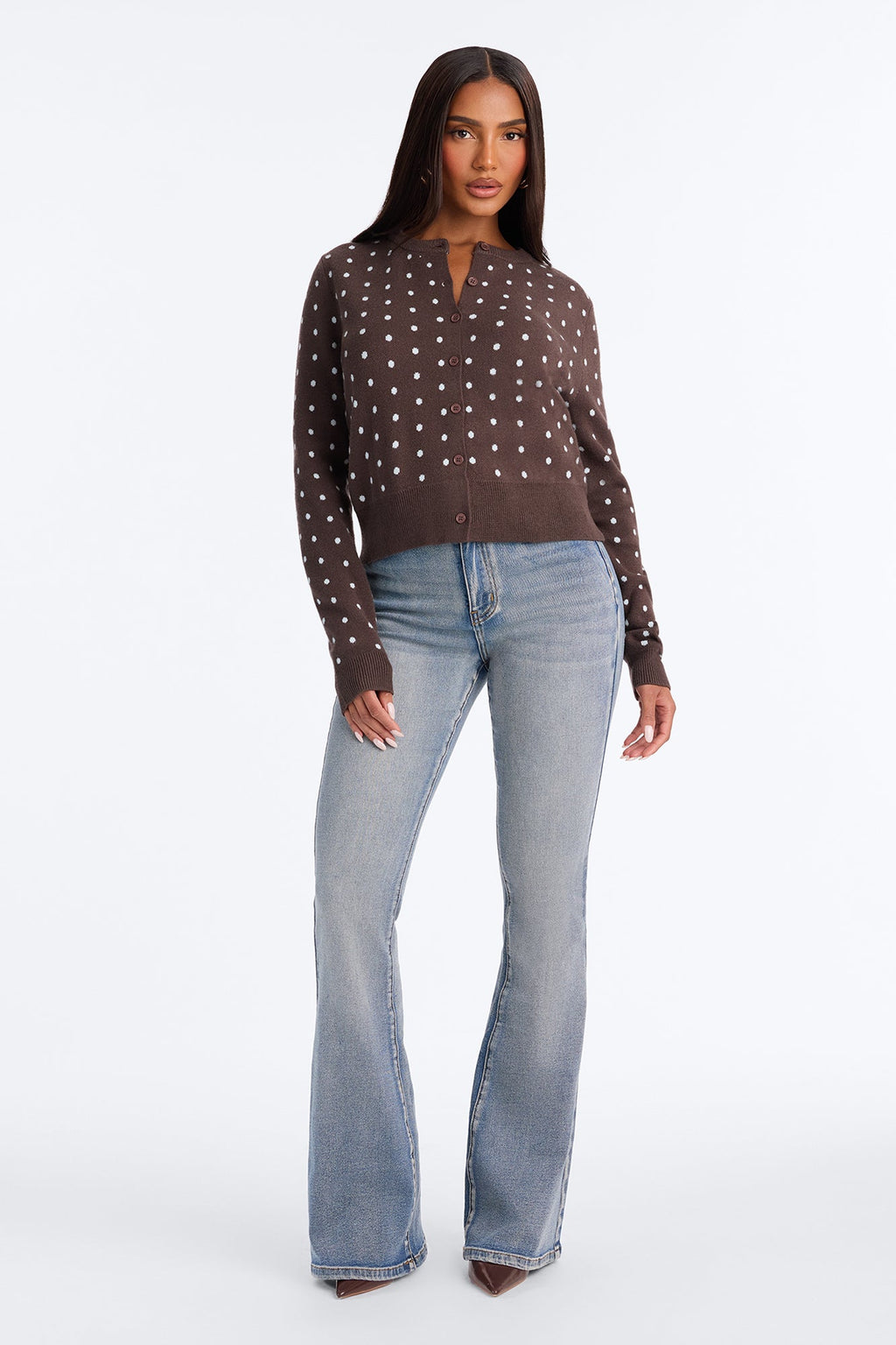 Brunch Dates Polka Dot Cardigan - Brown/combo