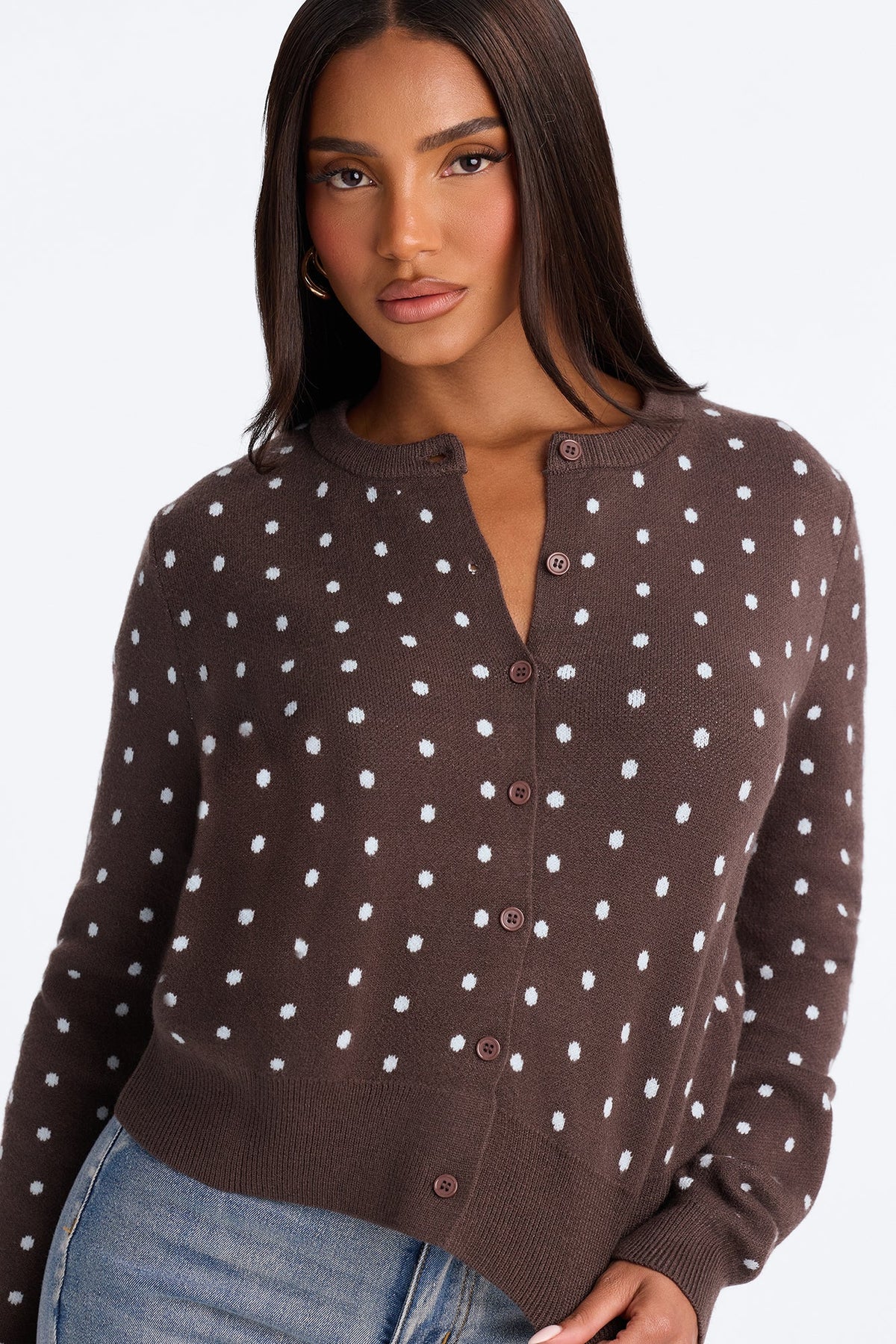 Brunch Dates Polka Dot Cardigan - Brown/combo