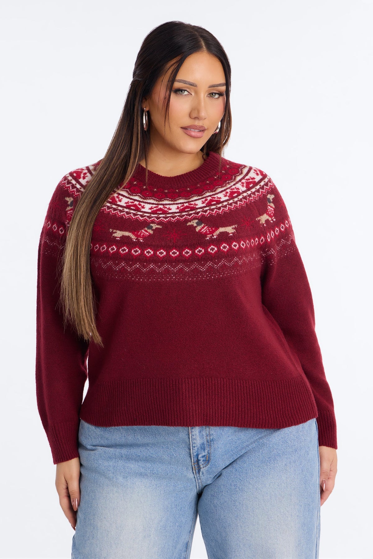 Merry Everything Fair Isle Pullover Sweater - Red/combo