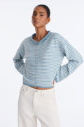 Sweet Talks Striped Button Up Cardigan - Blue/combo