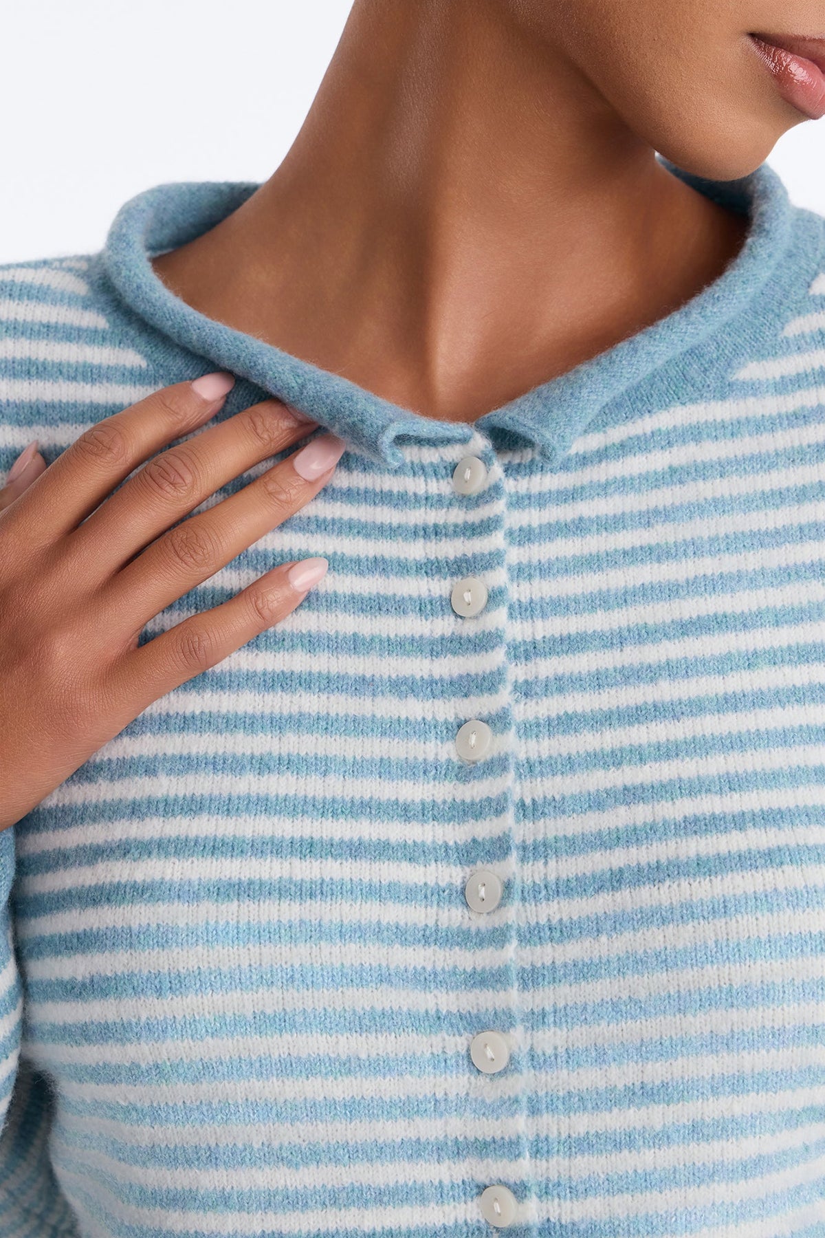 Sweet Talks Striped Button Up Cardigan - Blue/combo