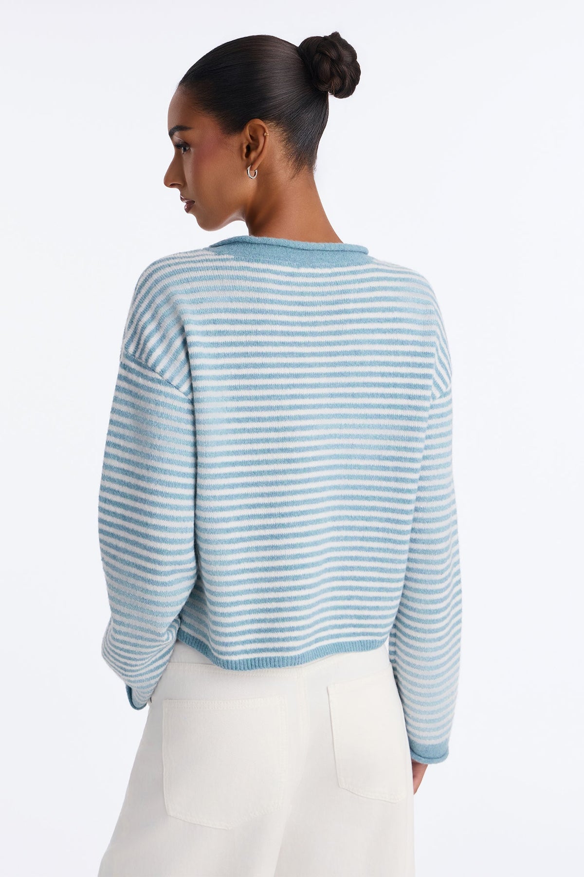 Sweet Talks Striped Button Up Cardigan - Blue/combo