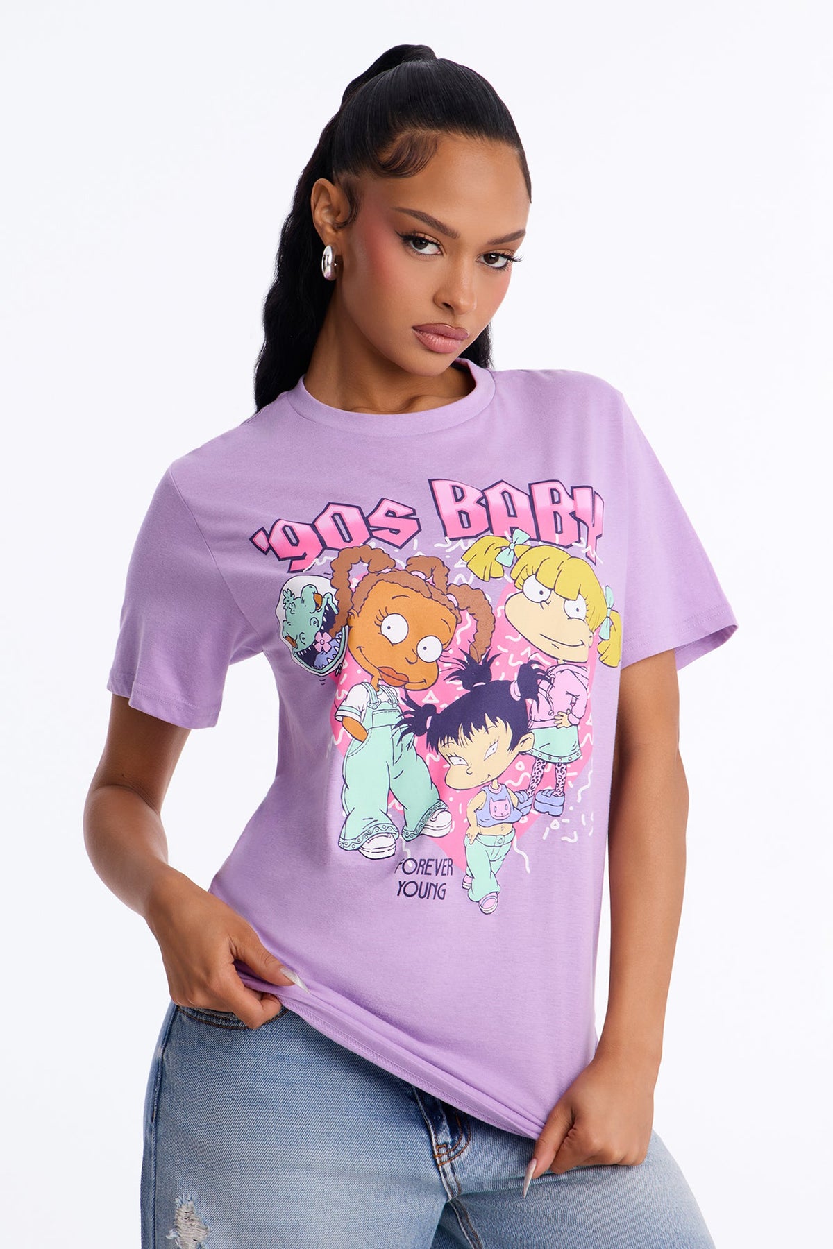 Rugrats 90s Baby Oversized Tee - Purple