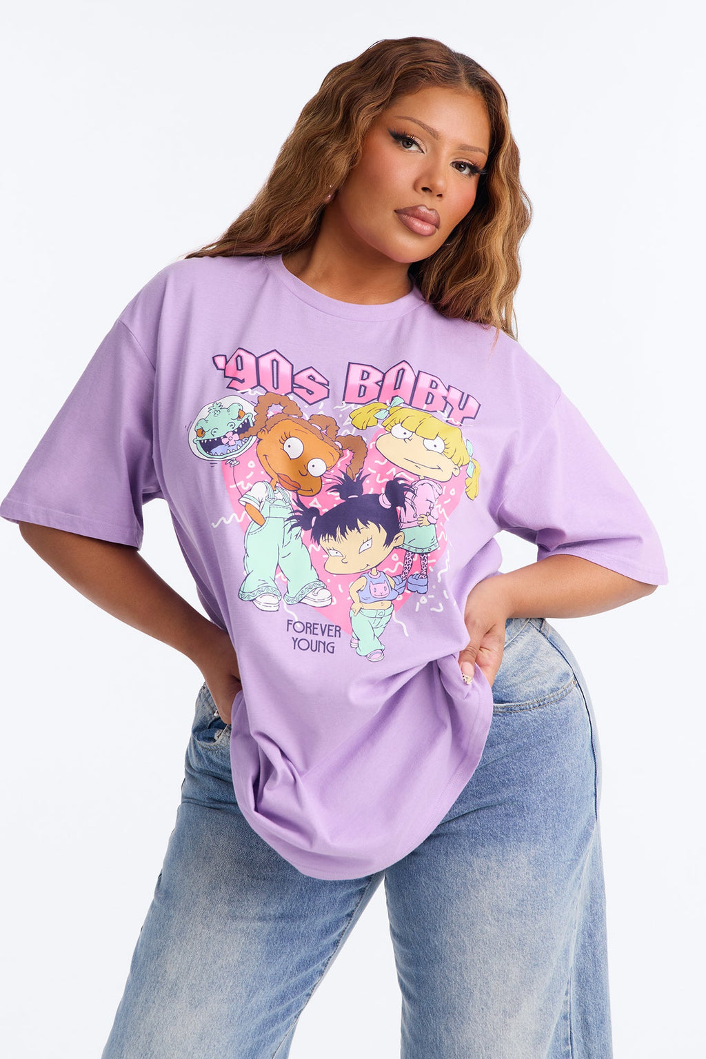 Rugrats 90s Baby Oversized Tee - Purple