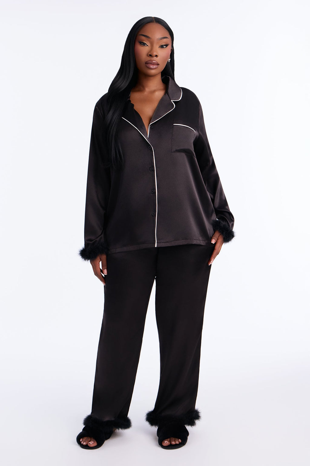 Sweet Dreams Satin PJ Pant Set - Black