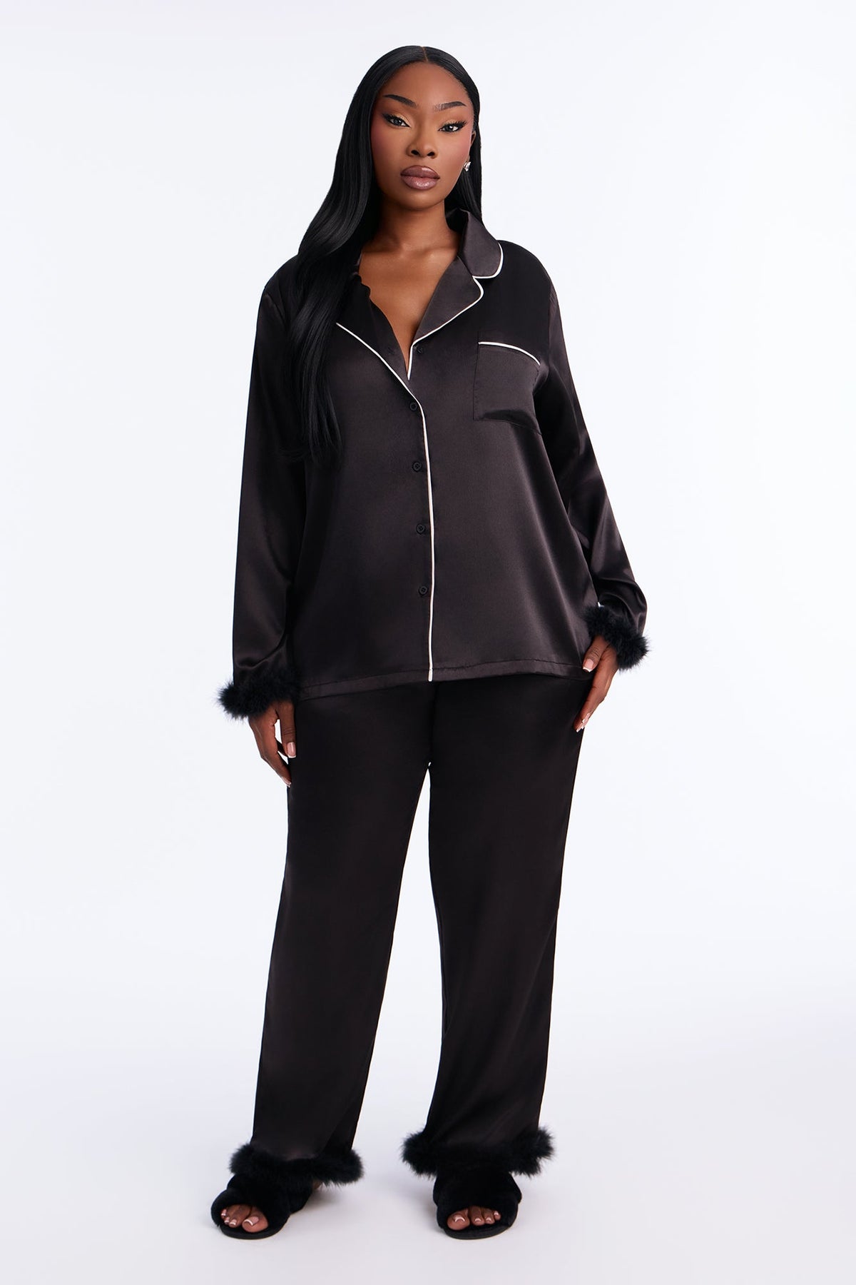 Sweet Dreams Satin PJ Pant Set - Black