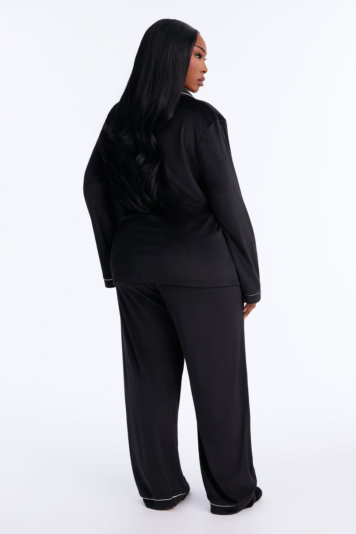 Head In The Clouds Velvet PJ Pant Set - Black