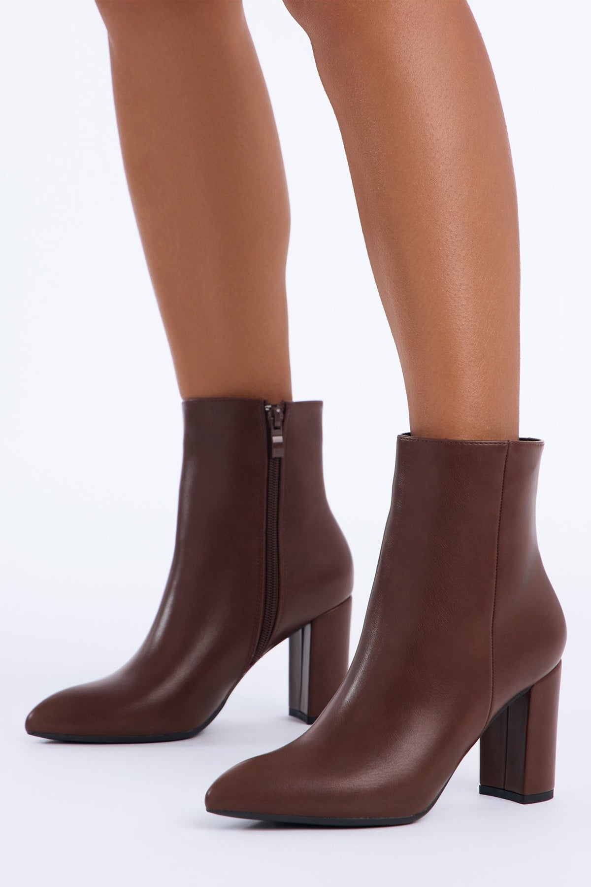 Niles Heeled Booties - Brown