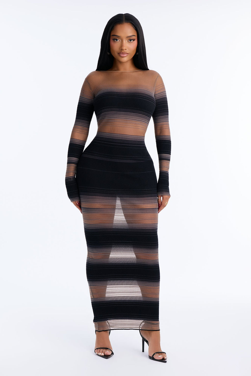 Leading The Way Striped Sweater Maxi Dress - Black/combo