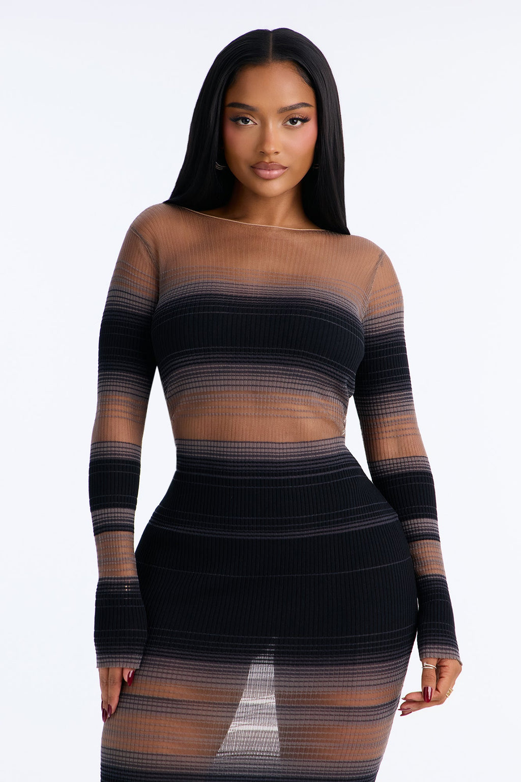 Leading The Way Striped Sweater Maxi Dress - Black/combo