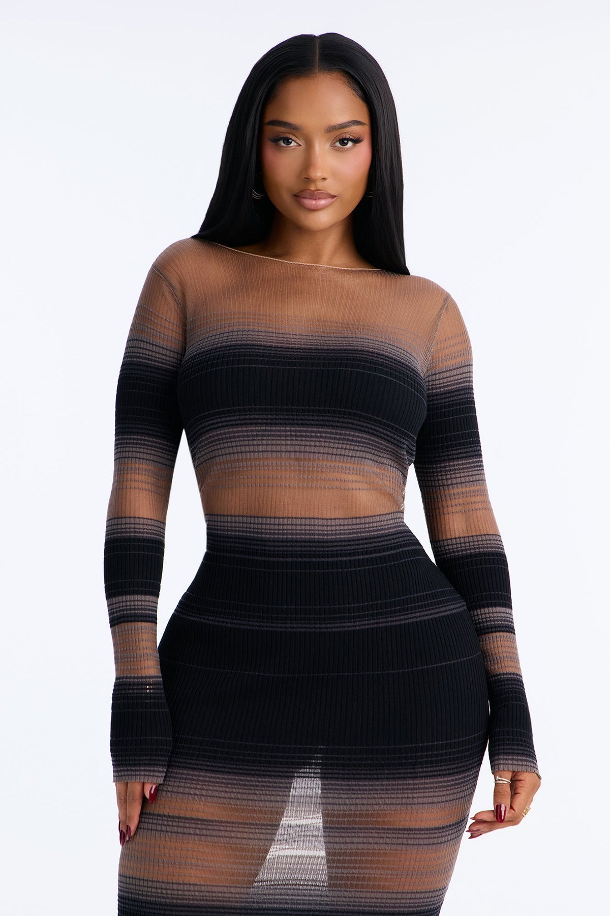 Leading The Way Striped Sweater Maxi Dress - Black/combo