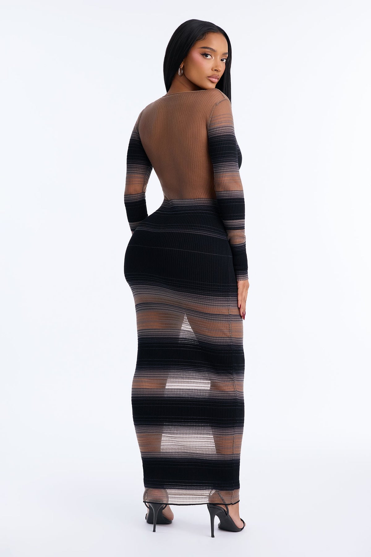 Leading The Way Striped Sweater Maxi Dress - Black/combo
