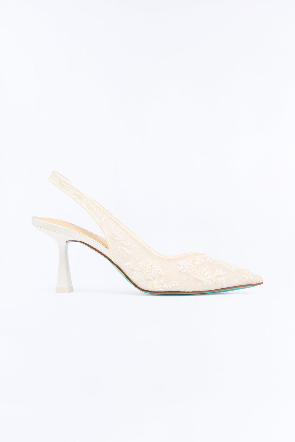 Betsey Johnson Nikki Mesh Embroidered Slingback Pumps - Ivory