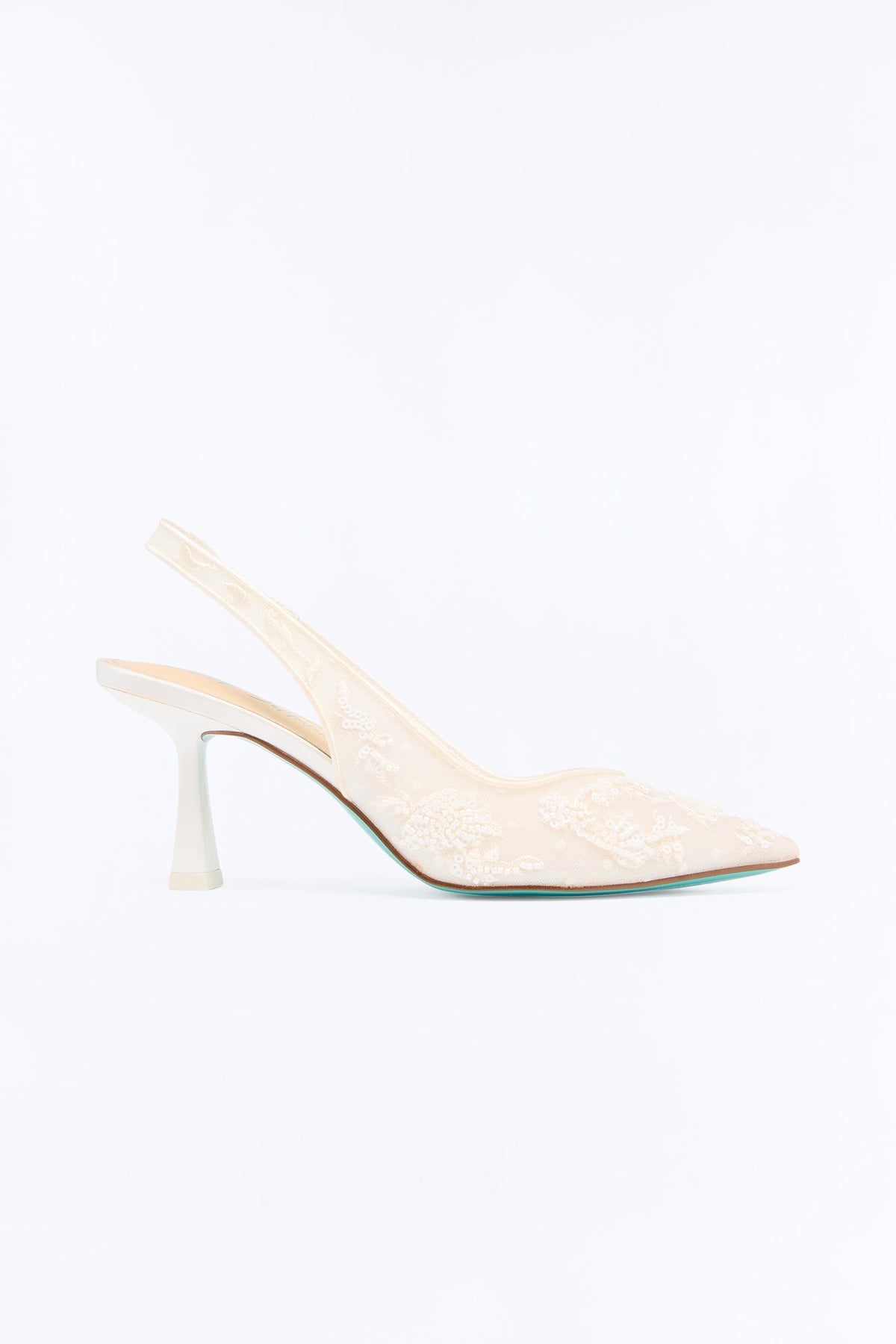 Betsey Johnson Nikki Mesh Embroidered Slingback Pumps - Ivory