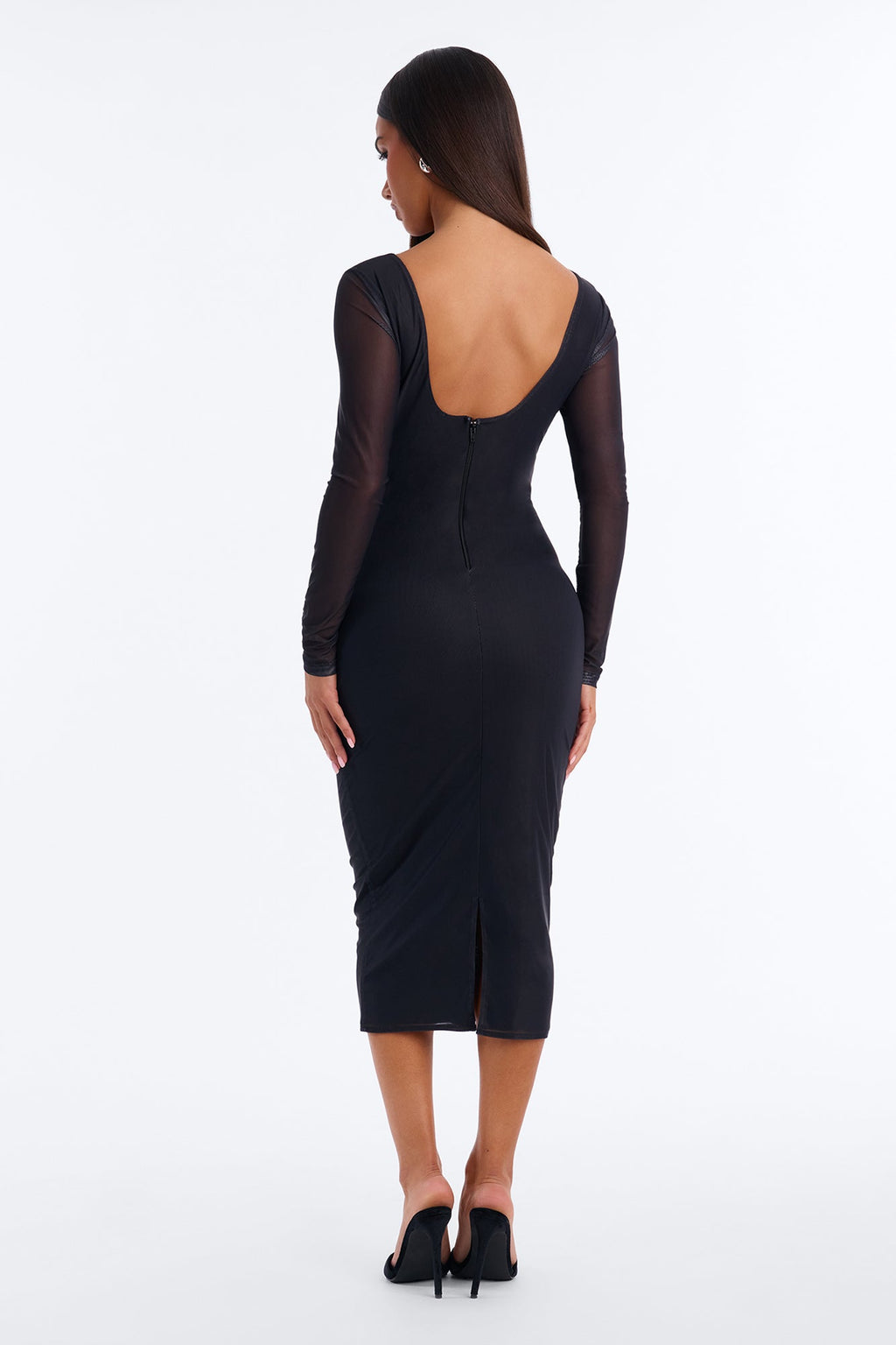 Floral Rhinestone Studded Long Sleeve Midi Dress - Wine/combo