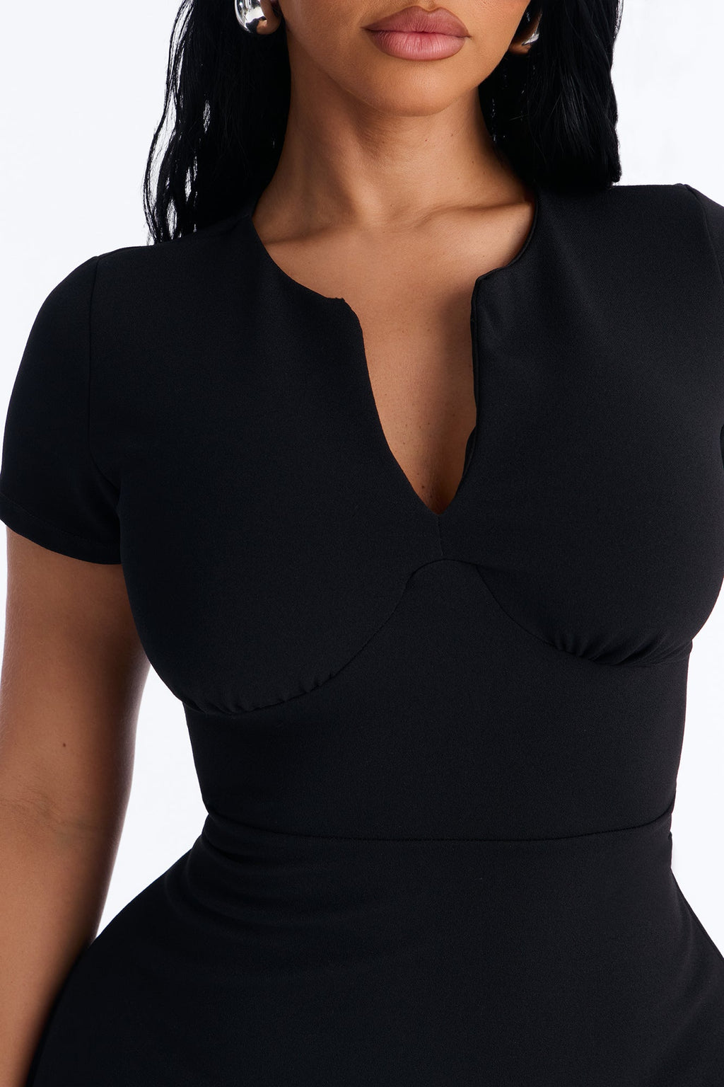 Petite Charolette Short Sleeve Midi Dress - Black