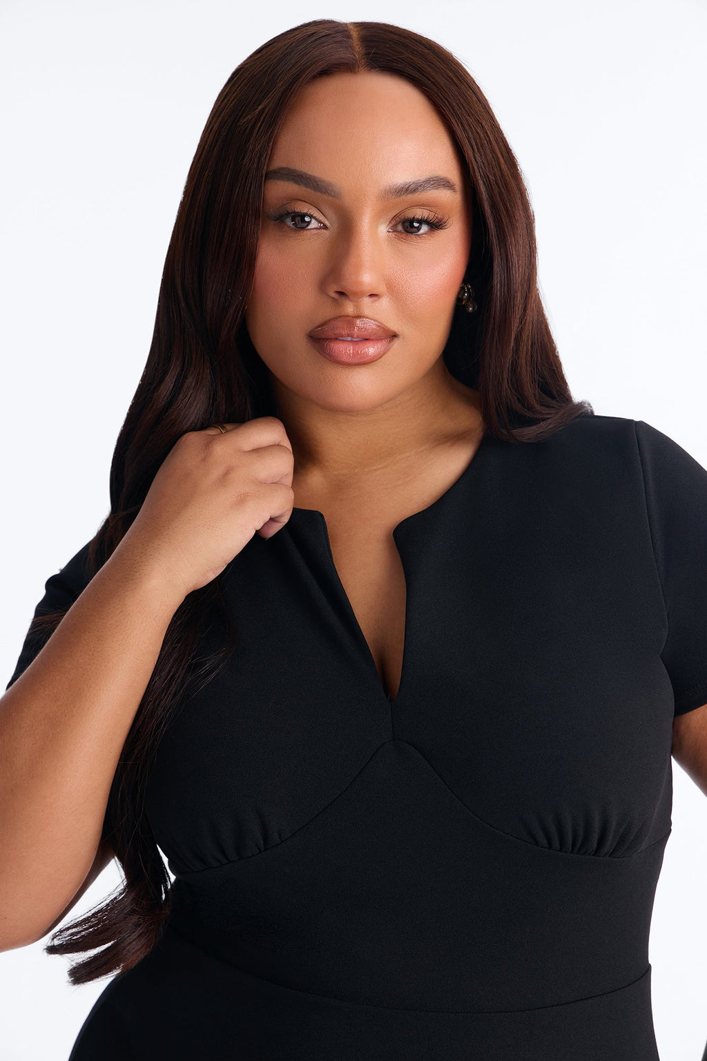 Petite Charolette Short Sleeve Midi Dress - Black