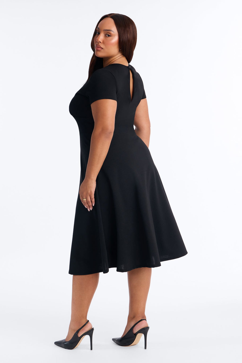 Petite Charolette Short Sleeve Midi Dress - Black