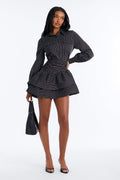 Madelynn Asymmetrical Ruffle Mini Dress - Black/White