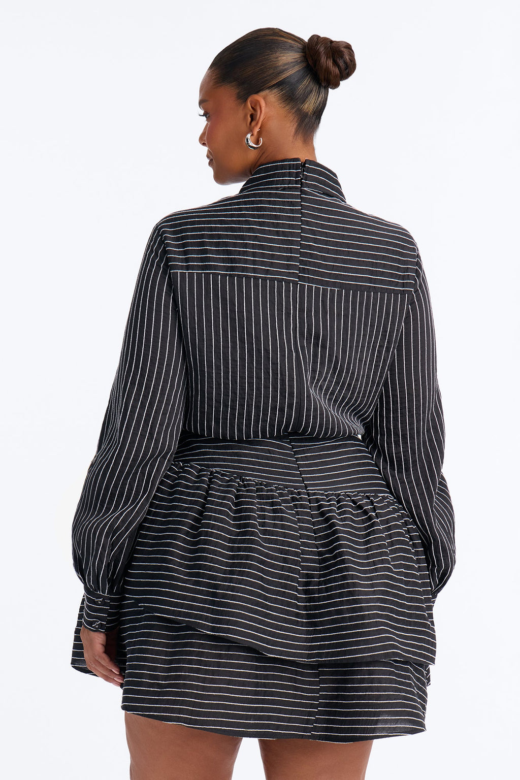 Madelynn Asymmetrical Ruffle Mini Dress - Black/White
