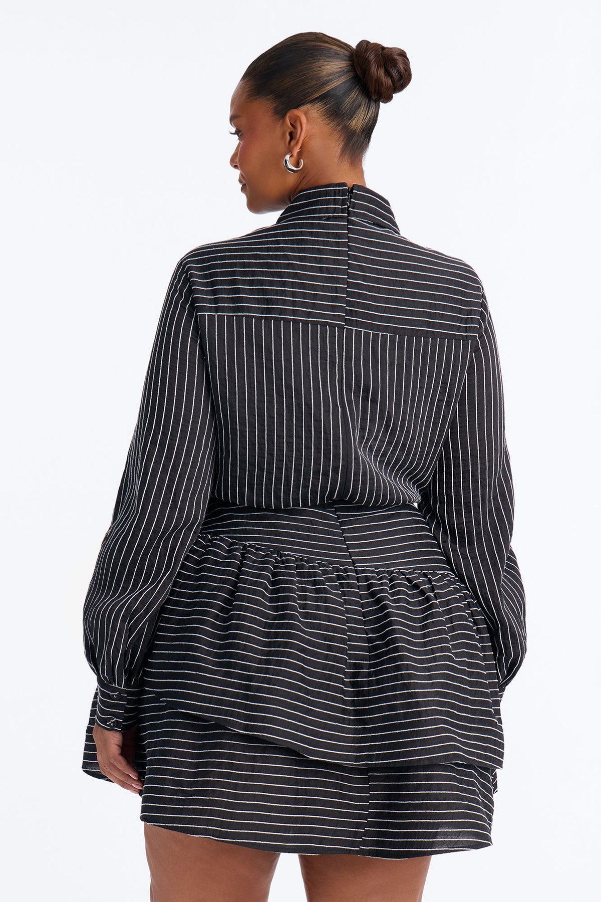 Madelynn Asymmetrical Ruffle Mini Dress - Black/White