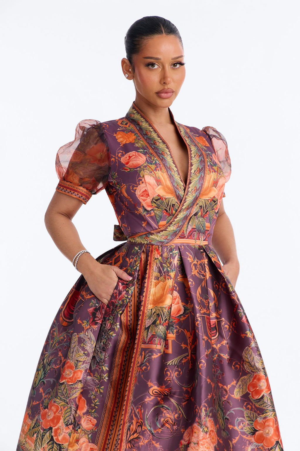 Meet Me At The Vineyard Floral Midi Dress - Plum/Multi